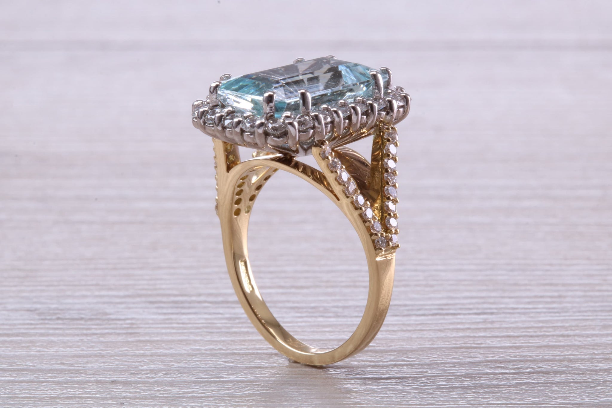 3Ct Natural Aquamarine Engagement Ring. Halo Emerald Cut Genuine Aquam -  Giliarto